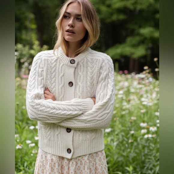 Ivory Amalie Cashmere Cardigan, Marea by Liz Joy Medium - Picture 2 of 7